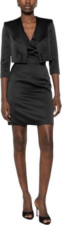 Elisabetta Franchi Black V Neck Knee Length Dress