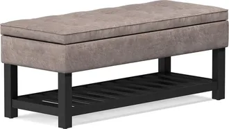 Simpli Home Cosmopolitan 44In Transitional Rectangle Storage Ottoman Bench With Open Bottom