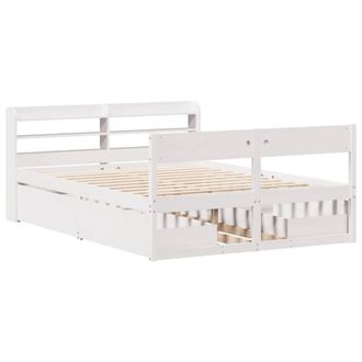 Berkfield Home Full Bed Frame without Mattress White 140x190 cm Solid Wood Pine