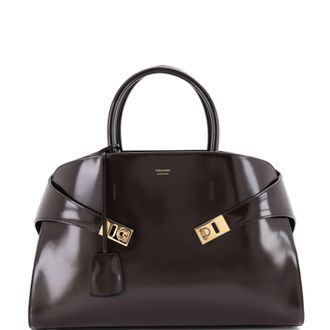 Ferragamo Hug Top Handle Bag Leather Large