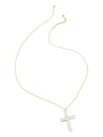 Chiara Ferragni cross-pendant necklace - women - Brass/Crystal - One Size - Gold