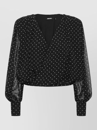 Rotate long sleeve blouse draped neckline floral