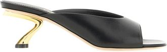 Ferragamo Sculptural Heel Mule - Dames - Muiltjes - Zwart - 39 1/2 EU - Leer - Schoenen