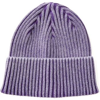 Cotton On Mens High Fold Ribbed Beanie in Black Purple Acid Dance at Nordstrom
