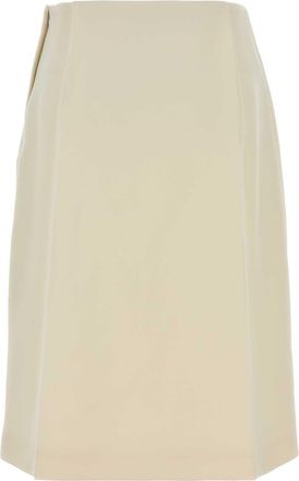 Jil Sander Womens Crepe Skirt Beige Acetate Polyester
