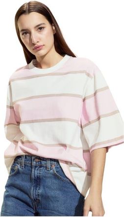 Cynthia Rowley Malibu Striped Tee in Pink/white at Nordstrom, Size X-Small