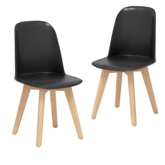 Costway Costway Modern Dining Chairs Set of 2 Armless Kitchen Chairs Side Chair in Black