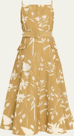 Lela Rose Belted Waist Floral Dress