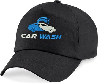 Generic Embroidered Car Wash Logo Orignal 5-Panel Baseball Cap, Car Services Job Workwear Unisex Hat (Black)
