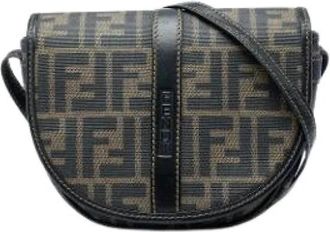 Fendi Pre-owned Vintage Canvas Crossbody Bag - Dames - Vintage Schoudertas - Bruin - ONE Size - Leer - Vintage