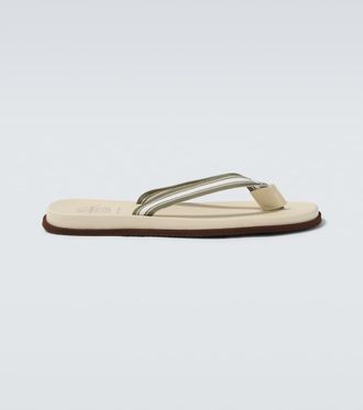 Brunello Cucinelli Leather-trimmed thong sandals