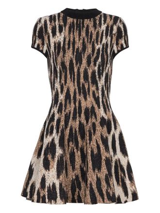 Balmain Leopard Jacquard Short Dress