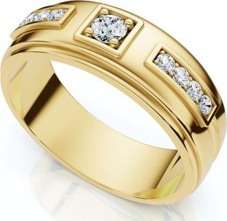 Pompeii3 Mens 1/4Ct Matthew Diamond Wedding Ring Polished Gold 10k Lab Grown