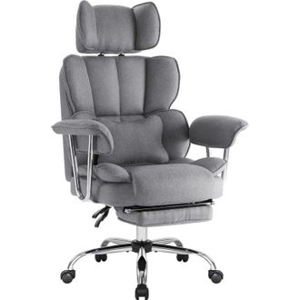 IntimaTe WM Heart IWMH office chair with high backrest and lumbar cushion, ergonomic executive chair with extendable footrest, height-adjustable swivel chair - fabric