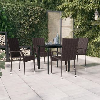 vidaXL Juego De Comedor De Jard&iacute;n 5 Piezas Marr&oacute;n Y Negro Vidaxl