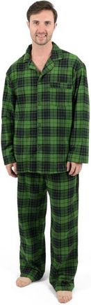 Leveret Mens Cotton Flannel Printed Holiday Pajama Set in Plaid Black & Green at Nordstrom, Size Xxx-Large