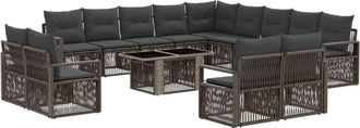 vidaXL Conjunto De Sof&aacute;s De Jard&iacute;n 14 Uds. Gris Y Gris Oscuro Vidaxl