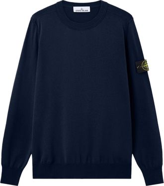Stone Island Knitwear Compass Logo Ribbed Crewneck Sweater