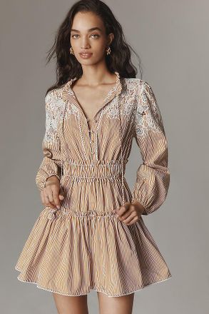 En Saison Juliette Long-Sleeve Tiered A-Line Mini Dress