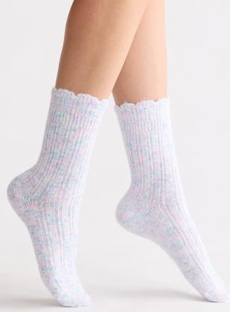 Nordstrom Cozy Scallop Crew Socks in Blue at Nordstrom, Size 9