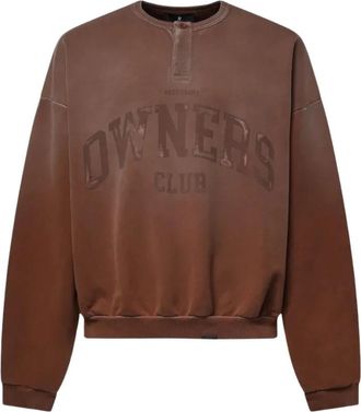 Represent Owners Grandad Collar Sweatshirt - Heren - Sweatshirts - Bruin - S - Katoen - Hoodies & sweatvesten