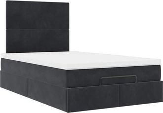 vidaXL Estructura De Cama Otomana Colchones Terciopelo Negro Vidaxl