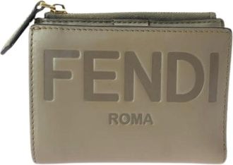 Fendi Pre-owned Portemonnee (bi-fold) - Dames - Pre-owned - Beige - Maat: ONE Size Leer