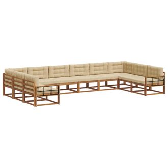 vidaXL Conjunto De Sof&aacute;s De Exterior 10 Uds. Natural Y Beige Vidaxl