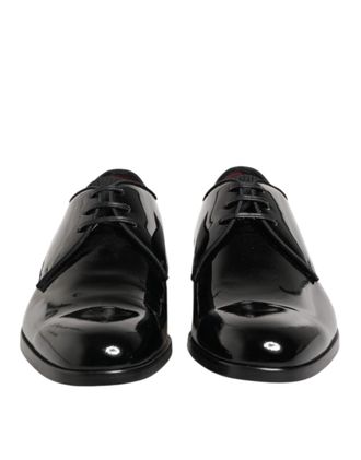 Dolce & Gabbana Mens Black Calfskin Leather Derby Dress Shoes 100lf