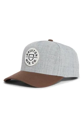 Brixton Crest x MP Snapback Baseball Cap in Heather Grey/Pinecone Brown at Nordstrom