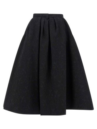 Carolina Herrera Cotton Jacquard Full Skirt - Black