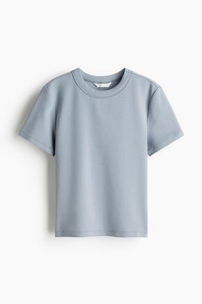 H&M Figurbetontes Baumwoll-T-Shirt - Blaugrau