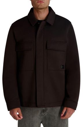 Karl Lagerfeld Twill Shirt Jacket in Brown at Nordstrom, Size Xx-Large