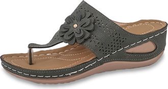 Generic 2026 Women Slippers Summer Solid Slip On Casual Open Toe Comfortable Beach Shoes Sandals (Army Green, 4.5)