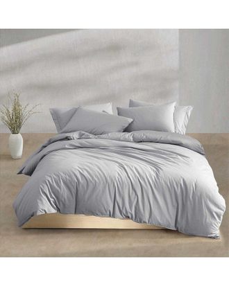 Calvin Klein 200 Thread Count Washed Percale Cotton Duvet Cover Set