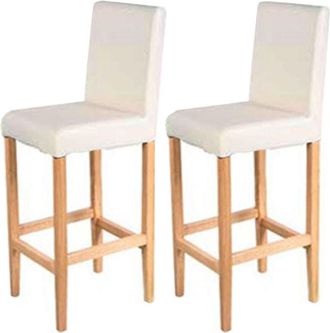 Hhg Coppia sgabelli alti bar lounge eleganti con poggiapiedi Vicenza pelle avorio gambe chiare