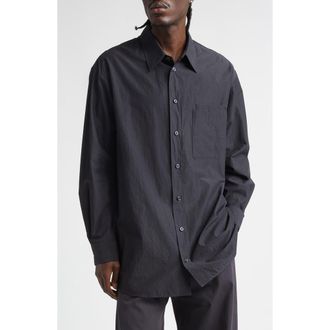 Christophe Lemaire Double Pocket Button-Up Shirt in Charcoal at Nordstrom, Size Small
