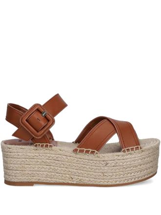 BOSS cross-strap espadrilles - women - CALFSKIN/Polyurethane/Polyester/Rubber - 41 - Brown