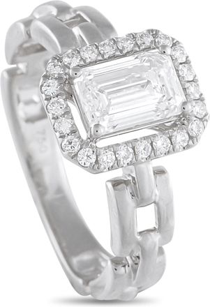 Luxury Bazaar 18K White Gold 1.25 ct Diamond Square Link Ring ALR-20068