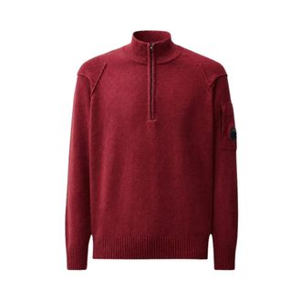 C.P. Company C.P. Company - Jersey de cuello alto con media cremallera de lana de cordero - Knitwear - Hombre - Rojo - XL
