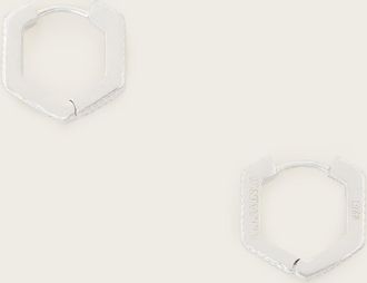 AllSaints Main: 100% Sterling Silver Otto Slim Hex Earrings, Size: One Size