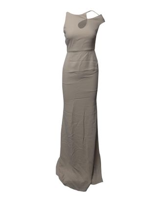 Roland Mouret Roland Mouret Cut Out Shoulder Long Dress in Cream Viscose
