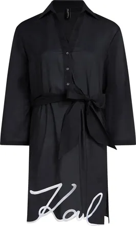 Karl Lagerfeld V-Neck Mini Dress with Buttoned Front