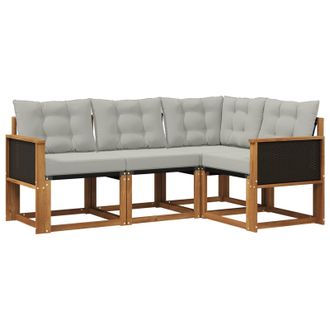 vidaXL Vidaxl Set Di Divani Da Esterno 4 Pz Naturale E Grigio Chiaro