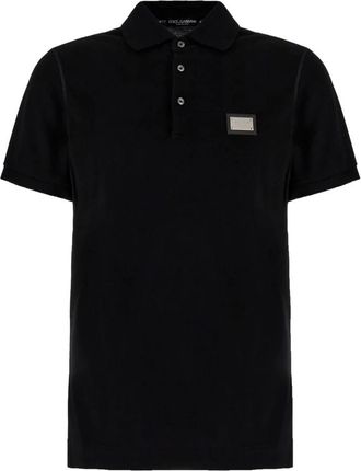 Dolce & Gabbana Polo-shirt met merklabel - Heren - Polos - Zwart - S - Katoen - Tops