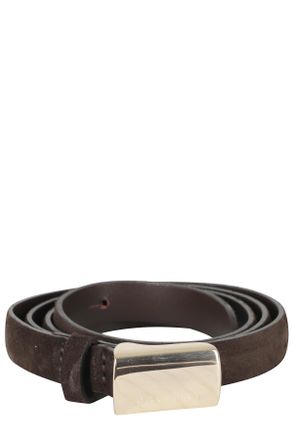 Orciani Dark Brown Peach Oro Slim Suede Belt