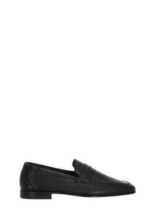 Berwick 1707 Black Pebbled Leather Mask Loafers