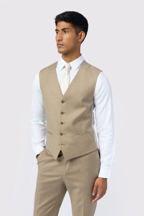 Ted Baker Mens Single Breasted Five Button V-neck Slim Fit Suit Waistcoat - Natural Wool - Size 48 (Chest)
