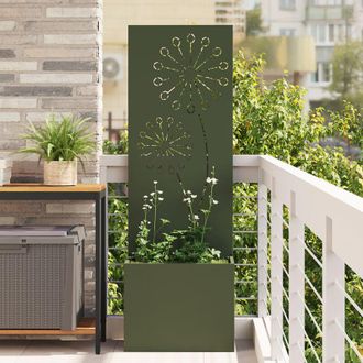 vidaXL Macetero De Jard&iacute;n Con Panel Decorativo Verde Oliva 50 X 140 Cm Vidaxl
