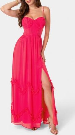 Bebe Soft Ruffle Corset Maxi Dress in Fuchsia at Nordstrom Rack, Size X-Small